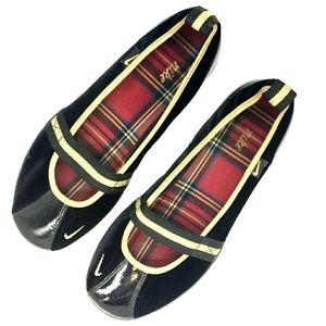 Nike black velvet and patent Mary Jane sneakers